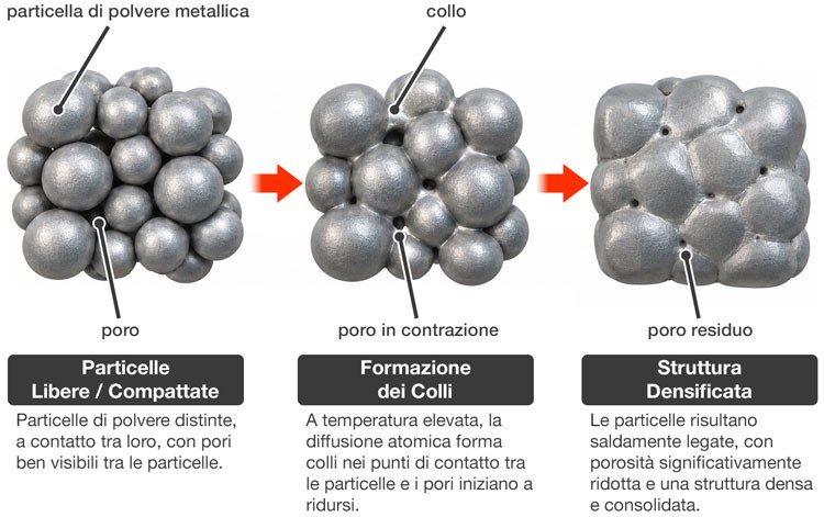 Le fasi microscopiche della sinterizzazione